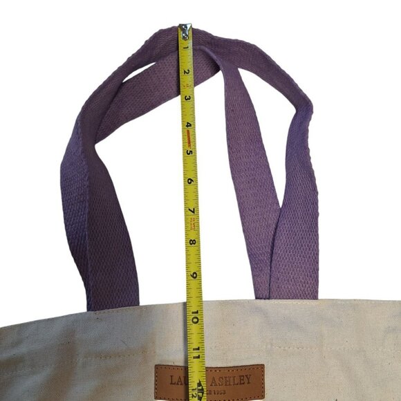 Laura Ashley Canvas Tote Bag Large Floral Boho Wide Purple Handles Reusable - Picture 8 of 10